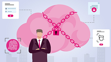 Cloud Firewall offers enhanced cloud security Visualization of a cloud infrastructure with a shield symbol representing the Cloud Firewall for securing workloads.