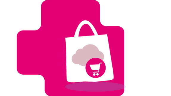Shop-Icon symbolisiert das umfangreiche Angebot im T Cloud Public Marketplace