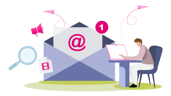 Illustration zum T Cloud Public Newsletter: Menschen in einer Parkszene lesen digitale Inhalte, dazu der Schriftzug „T Cloud Public Newsletter“