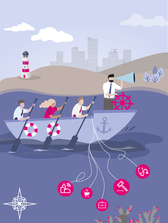 Business Navigator: Customer & Projects Illustration Business Navigator: Customer & Projects