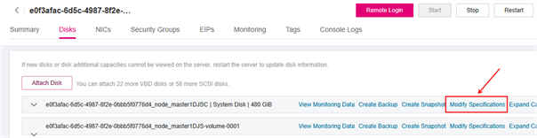 Screenshot Modify Specifications 
