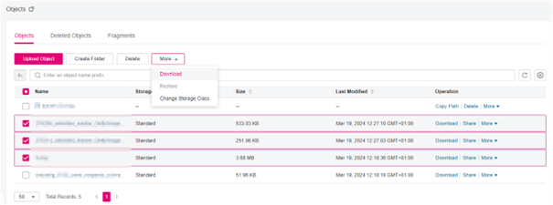 Screenshot Object list