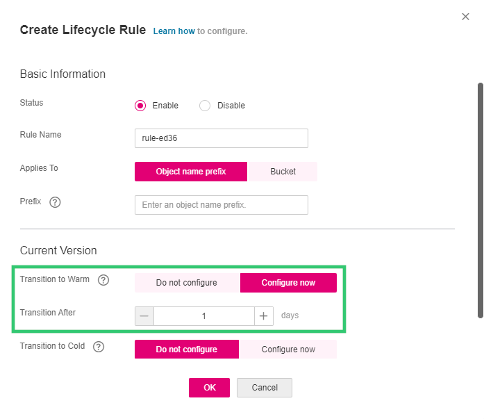 Screenshot from Create Lifecycle Rule