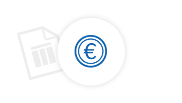 Icon of a diagram combined with a Euro symbol